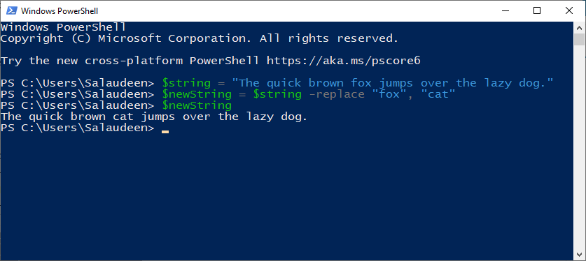 PowerShell replace string