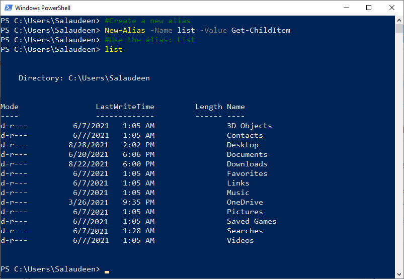 how to create new alias in powershell