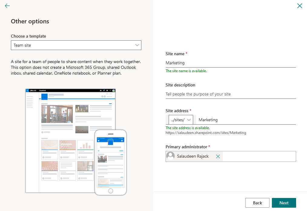 manage sites in the new sharepoint admin center